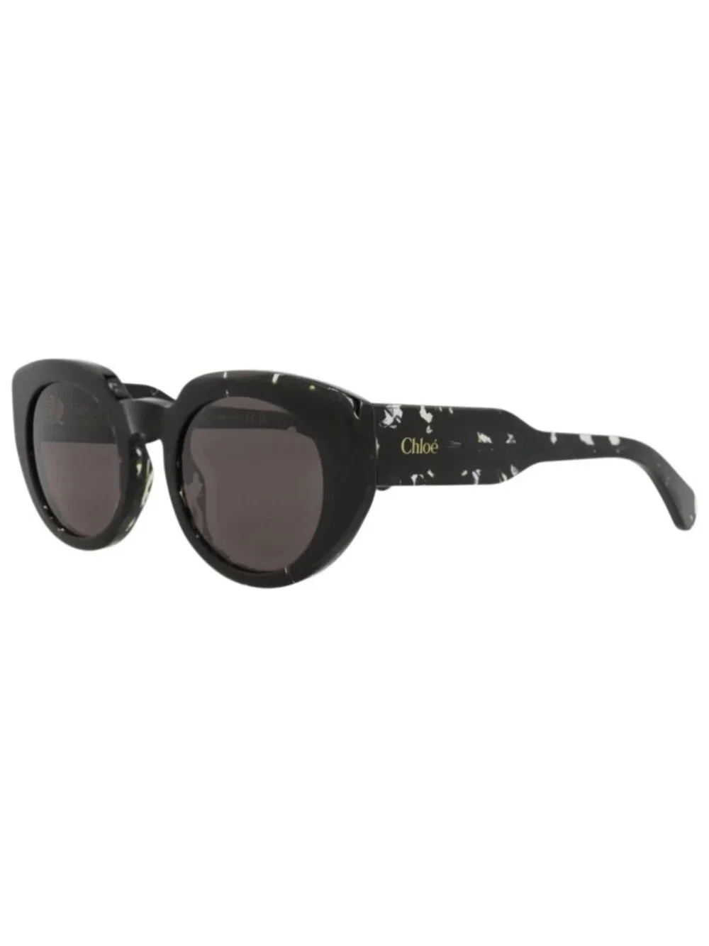 New Chloé Women's Sunglasses Round Oval Recycled Acetate Frame Black Black Grey